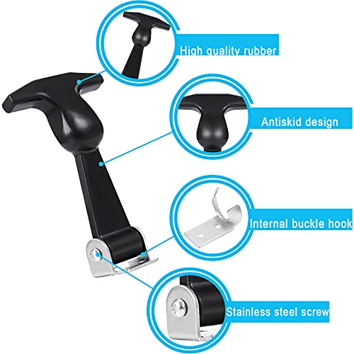 Mudder 4 Pieces Elastic Stainless Steel Rubber Hood Catch Flexible T-handle Hasp Rubber Flexible Draw Latches with Brackets for Vehicle Engine, Hood - Image 3