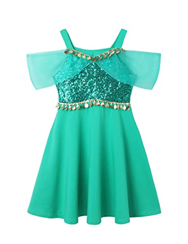 Girls' Summer Princess Dress Sleeveless Swing Sundress Jasmine Costume Toddler