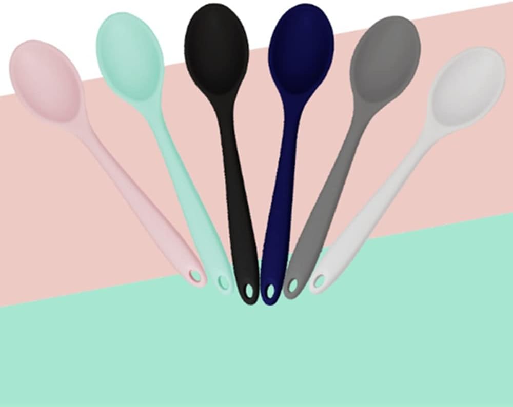 10Pcs Silicone Spoons for Cooking Heat Resistant, Cooking Mixing Spoons For Kitchen Cooking Baking Stirring Mixing Tools (20.5cm (8.07 '') x 4.5cm (1.77;''), White)