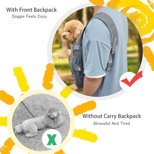Image of Pet Carrier Backpack Adjustable Puppy Cat Dog with Wide Straps Shoulder Pads Carrier Backpack Travel Bag, for Small Medium Pet (Grey, M1 Medium)