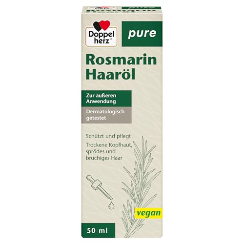 Doppelherz pure Rosmarin Haaröl - Rosmarinöl, Rizinusöl und Süßmandelöl - zur Pflege der Kopfhaut und Vorbeugung von Spliss - 50 ml