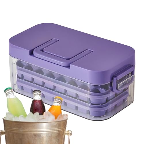 Ice Trays For Freezer With Lid - Portable Ices Trays | 64 Grids Cooling Block Maker Mould With Handle And Lid Ices Mold Containe