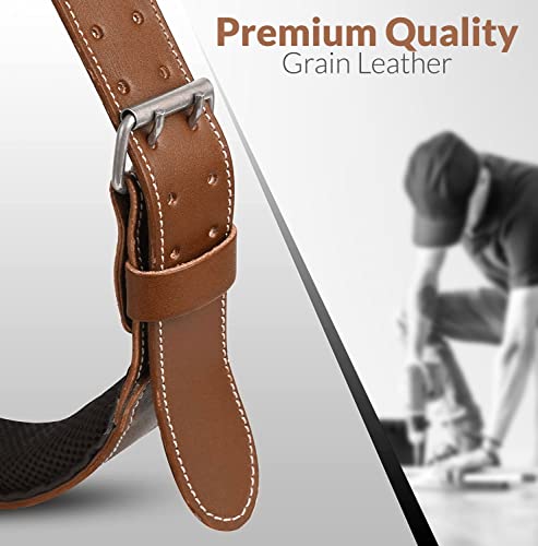 LAUTUS 3-Inch Tapered Padded Work Belt in Heavy Oiled Tanned Leather| 32-Inch to 45-Inch | Brown|2