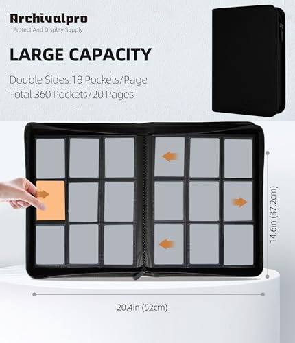 Image of Premium 9 Pocket Card Binder, Holds 360 Cards for MTG TCG Sports Game Cards(Black,9 Pocket)