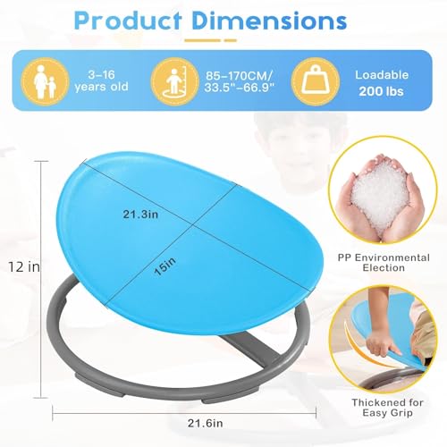 Image of BABAMU Spinning Chair for Autistic Kids, Sensory Swivel Chair, 220LBS Weight Capacity, Autism Sensory Products, Autism Toys, Sensory Toy (Blue, Egg)