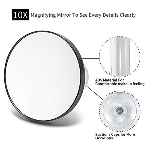 Espejo de maquillaje redondo con aumento 10X portátil miniatura 2