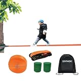 SZHTMZXC 65ft Ninja Slackline Kit with Ratchet System and Tree Protectors, 500lbs Backyard Set for Kids and Adults, Beginner Balance Training Equipment with Carry Bag for Children Toy, Park, Gym