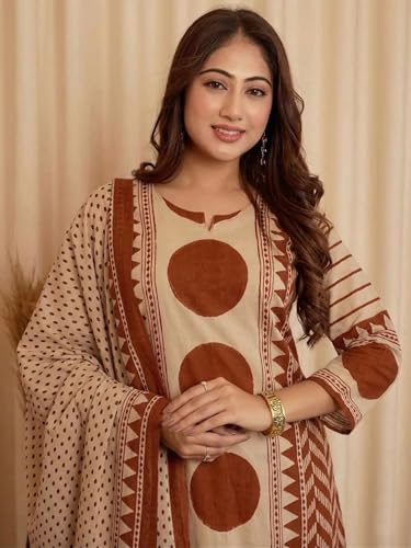 Image of Klosia Women Printed Straight Kurta and Pant Set with Dupatta | Printed Kurta Set | Cotton Kurta Set | Women Kurta Sets | Summer Suit |