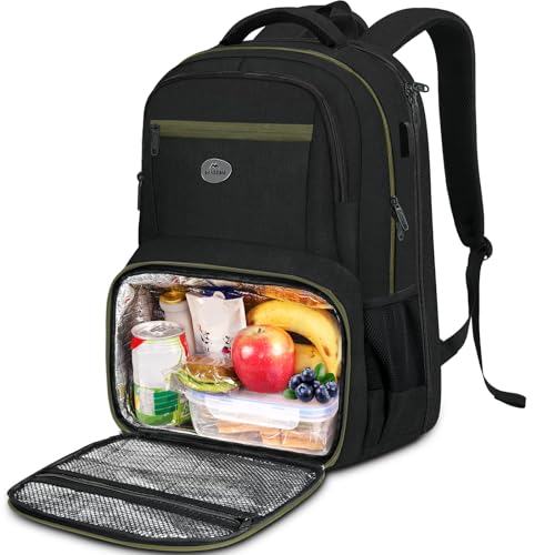 MATEIN Laptop Backpack for Men with Lunch Compartment, 17 Inch Professional Work Back Pack with USB Charging Port, Insulated Lunch Backpack for Office Commute, Anti Theft TSA Business Travel Work Bag