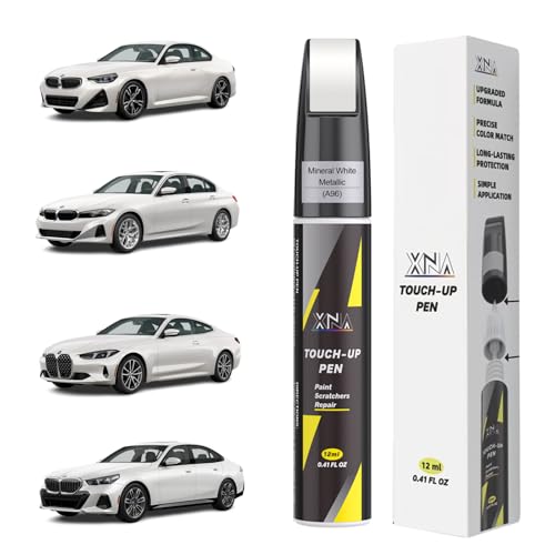 XNA Mineral White Metallic(A96) for BMW Touch Up Paint, Car Scratch Remover for Nicks and Chips Repair, 2-In-1 Quick & Easy Fix Car Scratch Repair Kit with Exact Color-Matched