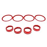 OMNDYEHA 4 PCS A/C Vent Ring Inner Trim Decoration Cover & 4 PCS Climate Control Auto Knobs Trim Cover Fits for Toyota Tacoma 2016-2020 Car Switch CD Button Knob Decorative Cover Red