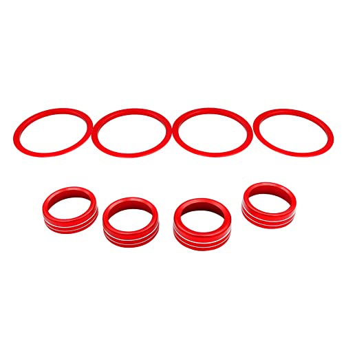 OMNDYEHA 4 PCS A/C Vent Ring Inner Trim Decoration Cover & 4 PCS Climate Control Auto Knobs Trim Cover Fits for Toyota Tacoma 2016-2020 Car Switch CD Button Knob Decorative Cover Red