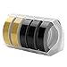 MarkField 3D Cintas de Etiquetas 9mm Compatible para Dymo Junior Omega Plástico Embossing Ruban Autoadhesiva Etiquetadora Xpress/Office-Mate II Motex E-101 E-303，Blanco sobre Negro/Dorado, 9mm x 3m