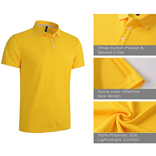 Yuezoon Men's Performance Short Sleeve Golf Polo Shirts Casual Moisture Wicking Quick Dry Collared Athletic T-Shirts (Yellow, Medium) #TOP3