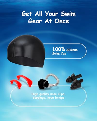 Image of Kids Swim Goggles, Anti-fog and UV Protection with Swim Cap for Age 3-15 Youth Boys Girls Toddler