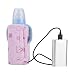 Baby Bottle Warmer - USB Portable Travel Mug Milk Heater Bottle Heater Feeding Bottle Infant Storage Bag (Color : Pink)