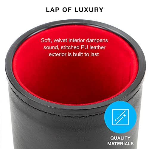 Professional Shaker Cups | Leather With Velvet Felt-Lined Interior | 1 Red Lined Cup And 5 Dice Set #TOP2