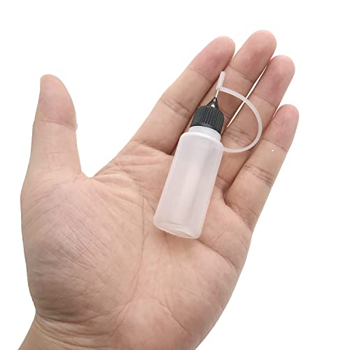 MYYZMY 18 Pcs Precision Tip Applicator Bottles, 0.5 Ounce Translucent Glue Bottles, with 2 Funnel, Multicolor Lids 3 41b3QDutHsL