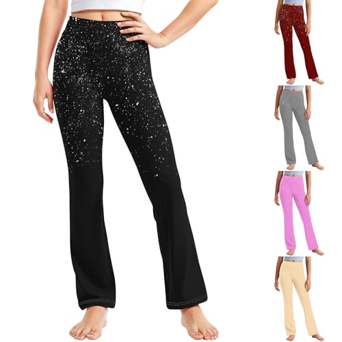 Toddler Girls Basic Plain Yoga Pants Teens High Waisted Straight Leg Comfort Activewear Leggings for Kids 2-13 Years2