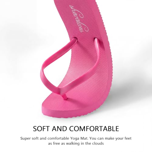 Image of shevalues Slim Basic Flip Flops for Women with Comfortable Yoga Mat | Lightweight Non Slip Rubber Sandals for Beach, Shower, Pool & Summer Casual Wear