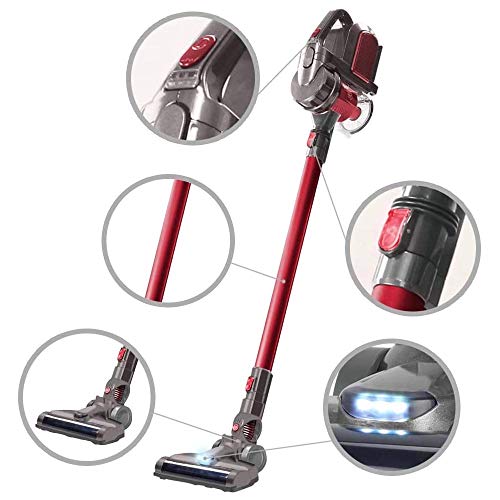 BAKAJI HVC 150.580.57R cycloonstofzuiger, draadloos, lithium batterij 18 V-2200 mAh, rood, 0,8 liter - Image 4