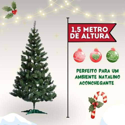 Árvore De Natal 1,50cm Pinheiro Luxo 450 Galhos Cheia Resistente Pinheiro De Natal Tradicional Verde