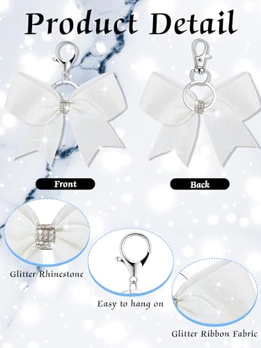 Image of Tondiamo Cheer Bow Keychain Cheer Keychain with Rhinestones Cheerleader Keyrings for Team Gift Cheerleading Sports Accessory