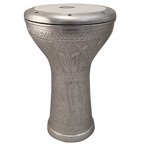 The 17'' Wave Zaza Percussion Egyptian Style Darbuka Doumbek (Silver)