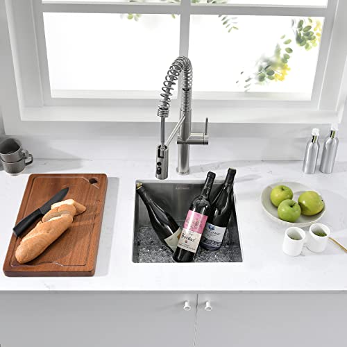 Aschael Bar Sink Undermount,15X17X10 Inch Undermount Kitchen Sink 16 Gauge Stainless Steel Sink Single Bowl Kitchen Sink Small Bar Prep Sink Deep Rv Sink #TOP2