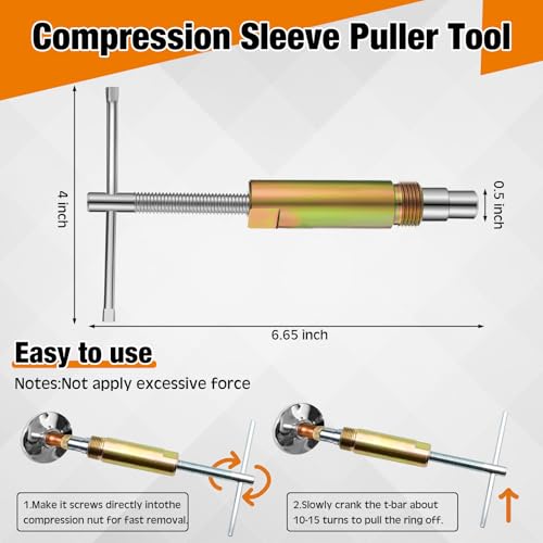 Image of 4 Pcs Angle Stop Wrench Kit Plumbing Tool, Olive Ring Removal Tool with Diameter of 1 /2 inch, 3 /4 inch, Compression Sleeve Puller for 1 /2 inch Compression Fitting, Install Angle Stop Nut (Olive,Grey)