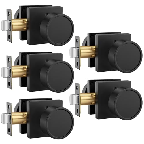 Image of Goldenwarm Black Door Knobs Interior, Privacy Door Knob Zinc Alloy, Matte Black Interior Door Knobs for Bedroom Bathroom, 5 Pack