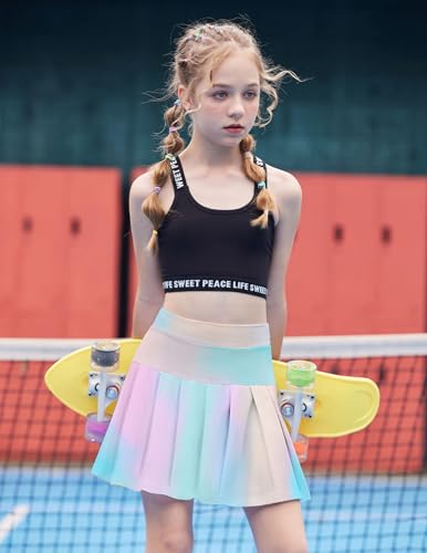 Image of Arshiner Girls Tennis Skirt with Shorts Pockets Athletic Pleated Golf Skort | Girls School Uniform Skirt, Sport, Performance, Running, Workout, Cheer, High Waisted, 4-13 Years
