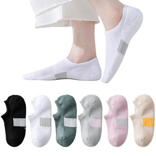 Image of EPEIUS Thick No Show Socks for Women Athletic Ankle Socks Cushioned Running Low Cut Non Slip Footies 3 /6 Pairs