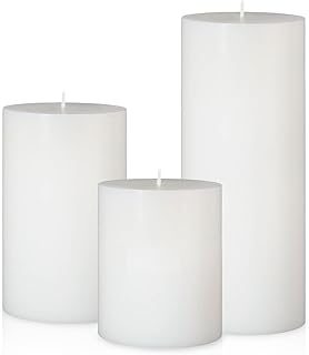Set of 3 Different Sizes White Pillar Candles, Unscented Dripless 2.75x3, 2.75x4, 2.75x6 Inch Cylinder Column Wax Long Burning Candles for Home Power Outage Emergency Dinner Table Decoration
