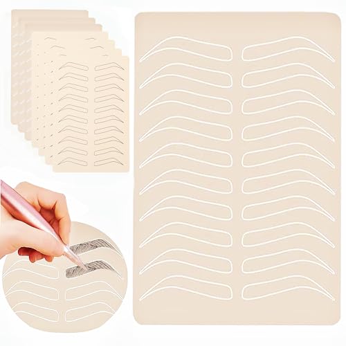 CINY 8 peças de pele de tatuagem de sobrancelha, pele de tatuagem de prática de látex, iniciantes pele artificial de couro falso, pele de frente e verso (brancas+pretos pele tatuada em branco)