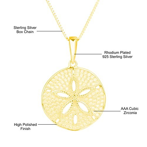Aloha Jewelry Company 925 Sterling Silver Sand Dollar Cubic Zirconia Pave Sea Life Charm Necklace Pedant with 18" Box Chain, Nickle Free Hypoallergenic for Sensitive Skin, with Gift Box4