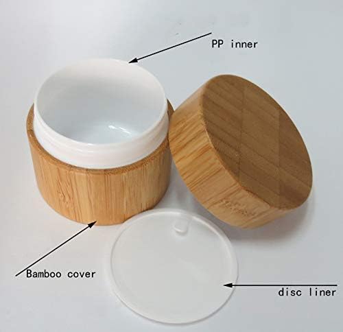 Miniatura 4 de 2 tarros de cosméticos vacíos recargables de 0.5 fl oz0.5 oz con carcasa de bambú y forro para crema facial, cajas de latas, contenedores