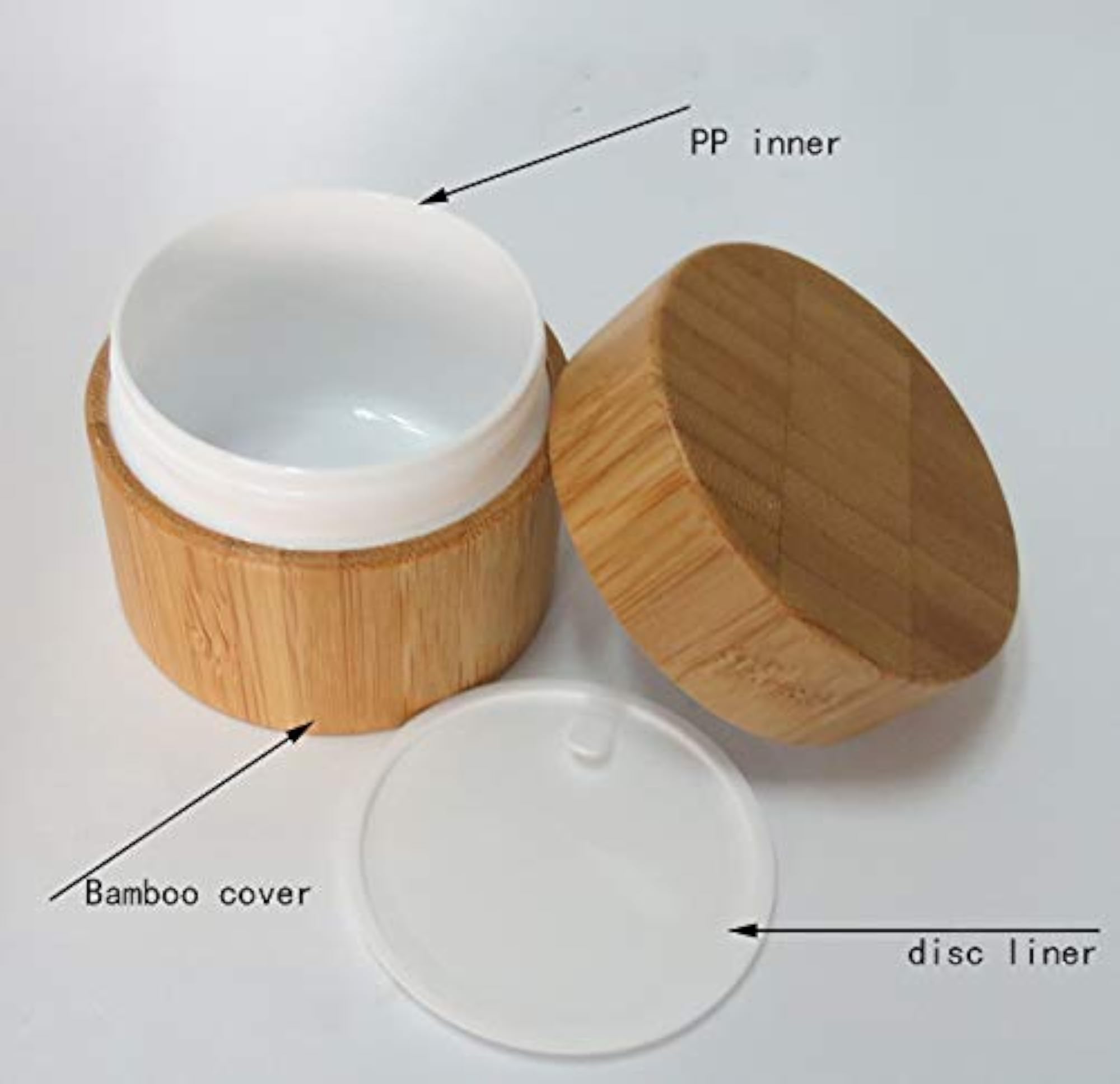 2pcs 15ml Refillable Cosmetic Jars with Bamboo Shell