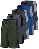 Real Essentials - Paquete de 5 Pantalones Cortos Deportivos Dry-Fit Resistentes al Sudor para Hombre, Juego G, XXX-Large