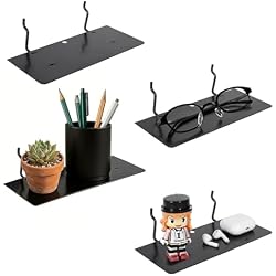 Slim Metal Pegboard Shelves, 4 Pcs Small Peg Board Dislay Tray (Black) | 1/8