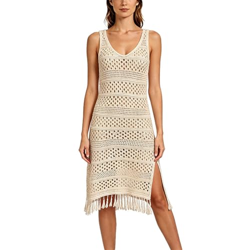 Vestido de playa para mujer sexy de ganchillo y punto calado
