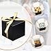 EUSOAR Candy Boxes Party Favors, 30pcs 3x3x3 Inches Black Gift Boxes Mini Bakery Cookies Box with Gold Ribbon, Square Paper Chocolate Containers for Wedding Birthday Bridal Party Favor Decoration