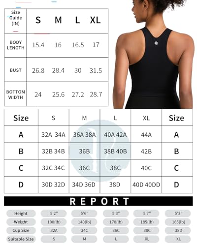 Image of RUNNING GIRL Sports Bras for Women High Impact Seamless Ribbed Longline High Neck Workout Crop Tank Tops(BX3067Black,M)