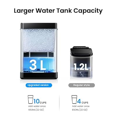 Ciays Nugget Ice Maker Countertop with 3L Detachable Water Tank and Timer Function, Pebble Ice Maker 35 lbs/24H Soft Chewable Ice, Self Cleaning Ice Machine for Kitchen, Party and Office