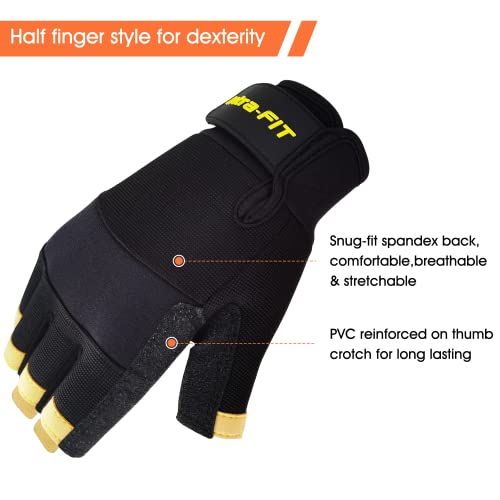 Intra-Fit Professional Anti-Vibration Half Finger Glove En Iso 10819: 2013 / A1: 2019 & En 388:2016 Certified，Reinforced Palm And Thumb, Idea For Road Breakers, Sanders, Grinders And Chipping Hammers #TOP1