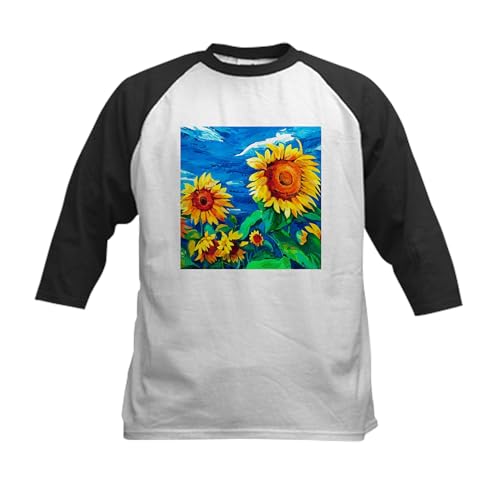 CafePress Sunflowers Painting Baseball Jersey Kids Cotton Baseball Jersey, 3/4 Raglan Sleeve Shirt