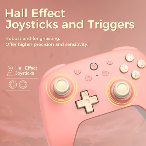 Image of AKNES 8Bitdo Ultimate 2C Wireless 2.4G Controller for Windows PC and Android, Gamepad with Hall Effect Joysticks and Hall Triggers, 1000Hz Polling Rate, Remappable L4 /R4 Bumpers - Peach | Gamepad with Hall Effect Joysticks and Hall Triggers, 1000Hz Polling Rate, Remappable L4 /R4 Bumpers - Peach