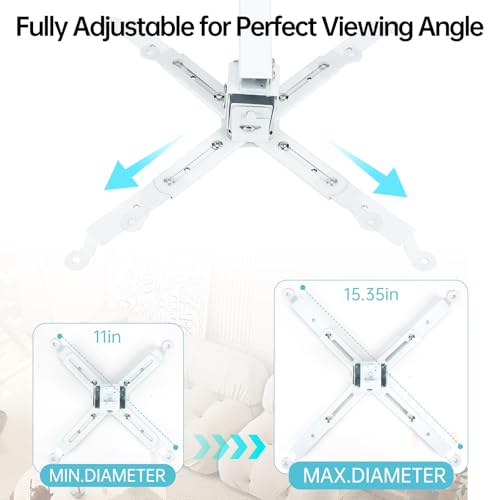 Runhike Projector Mounts Compatible with Epson Projector for Wall and Celling Mount,Ceiling Mount Compatible with Epson with Adjustable Height and Extendable Arms,White