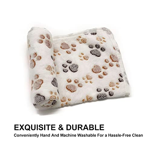 Image of SORKUT 1 Pack 3 Puppy Dog Blankets Super Soft Warm Sleep Mat Fluffy Premium Fleece Pet Blanket Flannel Throw for Dog Puppy Cat - Paw Print Beige /Pink /Brown Large(40 inchx30 inch)