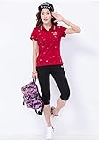 Stoffname: Modal DFDONG Damen T-Shirt Sommerfrauen Baumwolle Kurzarm T-Shirt Fashion Print Sport Polo Shirt @ Jujube_XXL